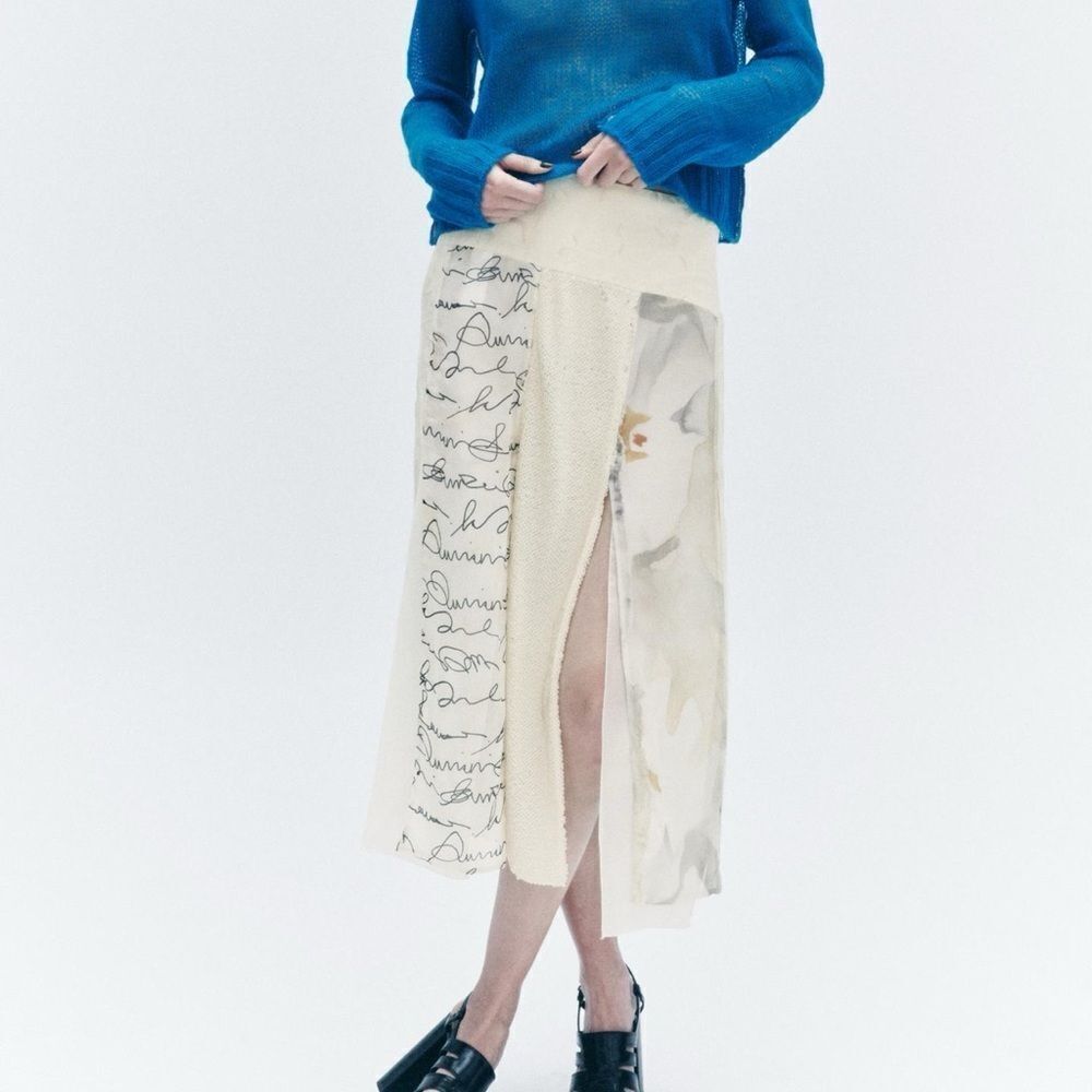 Zara limited edition patchwork midi skirt NWT